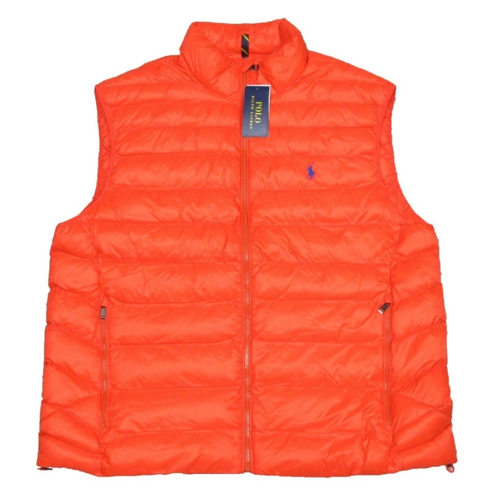Ralph Lauren Orange puffer Vest men’s Medium NWT!